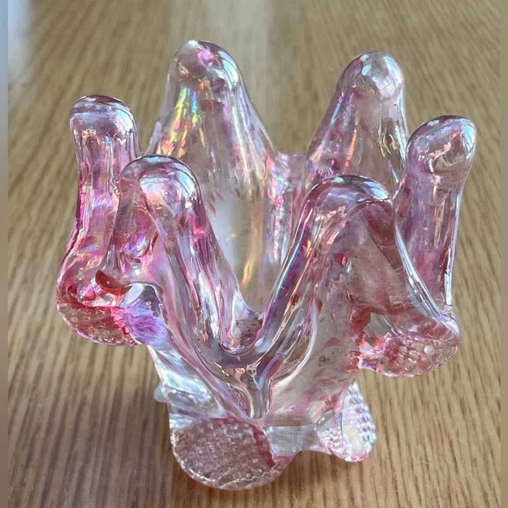 Pink Carnival Art Glass Vintage Iridescent Glassware